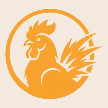 Orange rooster logo icon in circle 库存插图