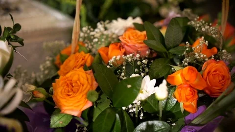 Orange roses bouquet Stock Footage 74153368