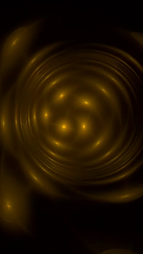 Orange rotating glowing pattern of curved waves on a black background. Видео 336160320