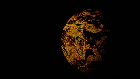 Orange Rotating Planet A Stock Footage 133393636
