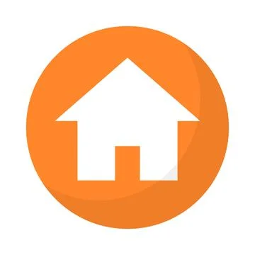 Orange round home button icon. Vector. Stock Illustration