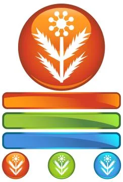 Orange round icon - weed Stock Illustration