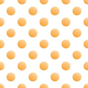 Orange round pills repeating seamless pattern background 库存插图