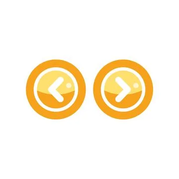 Orange round previous and next website navigation buttons pointing left and.. Illustrazione stock
