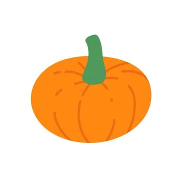 Orange round pumpkin. Flat vector illustration isolated on white. Stock Illustration