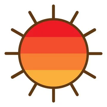 Orange round vector gradient illustration of the sun during sunset on the sea Stock Illustration
