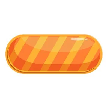 Orange rounded oblong button with diagonal stripes for casual games Ilustración de archivo