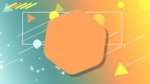 An orange rounded square frame icon appears over a teal-to-yellow gradient .. Ilustração Stock