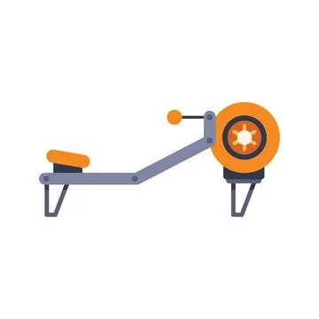 Orange rowing machine providing high intensity workout at gym Stock Illustration