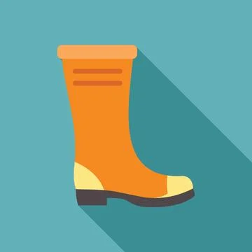 Orange rubber boot casting long shadow on blue background Stock Illustration