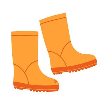 Orange rubber boots. Flat vector illustration Stock Illustration