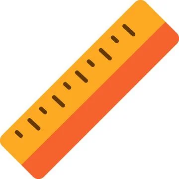 Orange ruler measurement tool flat icon Stock Illustration