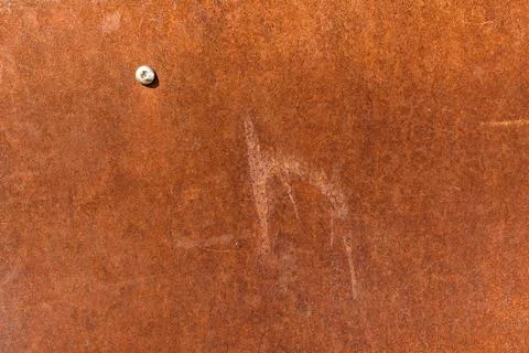 Orange rusted metal texture background, close up of corroded steel sheet Stock-Fotos