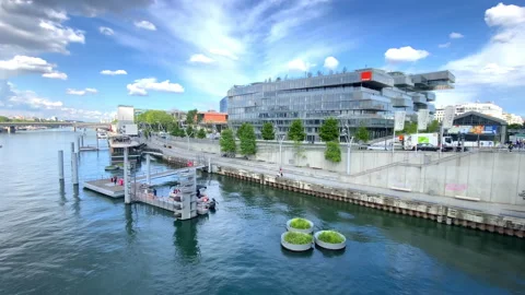 Orange S.A headquarters building in Issy les Moulineaux near Paris, France Stock Footage 196147388