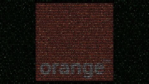 Orange S.A. logo made of hexadecimal symbols on computer screen. Editorial 3D Illustrazione stock