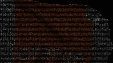 Orange SA logo on waving digital flag. Editorial looping animation Stock Footage 145489953