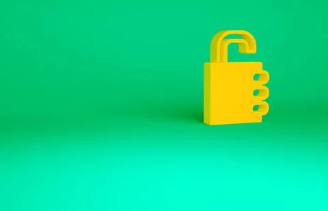 Orange Safe combination lock icon isolated on green background. Combination p Stock-Illustration