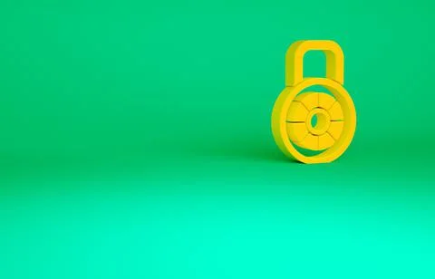 Orange Safe combination lock icon isolated on green background. Combination p イラスト素材