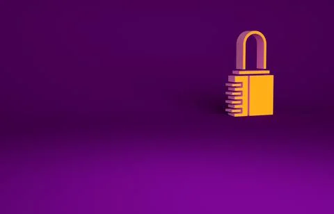 Orange Safe combination lock icon isolated on purple background. Combination  库存插图