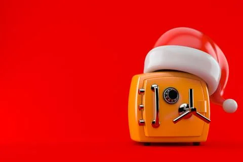 Orange safe with santa hat Stock Illustration