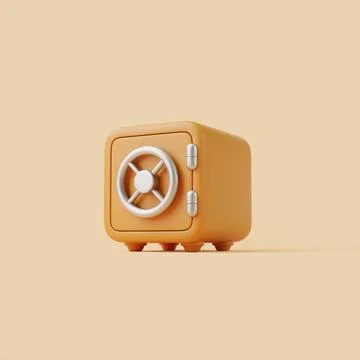Orange Safe Vault on Light Orange Background Stock Illustration