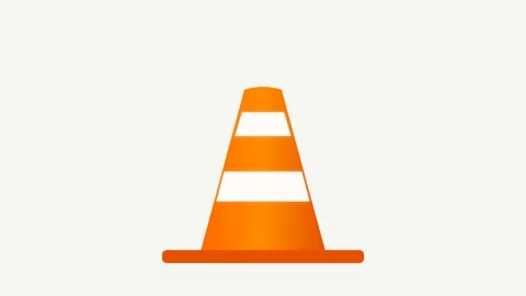 Orange safety marker with luminous white bands performing a rhythmic vertic.. Видео 346007104