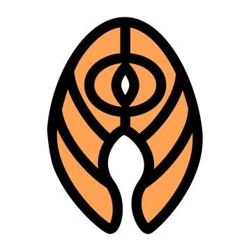 Orange salmon slice steak flat イラスト素材