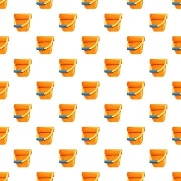 Orange sand buckets creating a summer beach pattern Stock Illustration
