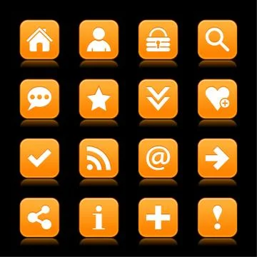 Orange satin icon web button with white basic sign 스톡 일러스트