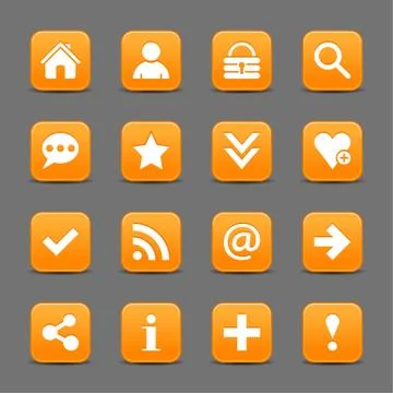 Orange satin icon web button with white basic sign Illustrazione stock