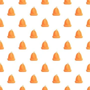 Orange sauna hat seamless pattern on white background Stock Illustration