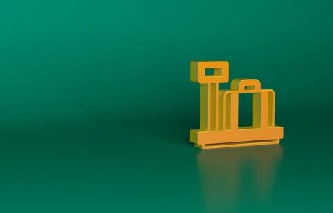 Orange Scale with suitcase icon isolated on green background. Logistic and 库存插图