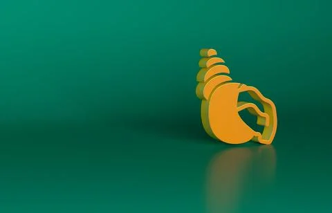 Orange Scallop sea shell icon isolated on green background. Seashell sign Stock Illustration