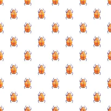 Orange scarab beetles repeating seamless pattern background Illustrazione stock