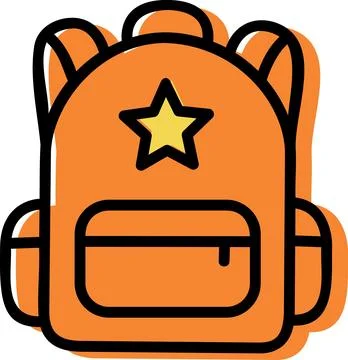 Orange school backpack bag student icon Stock Illustration