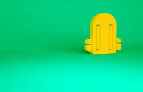 Orange School backpack icon isolated on green background. Minimalism concept. イラスト素材
