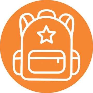 Orange School Backpack Line Art Icon Ilustración de archivo