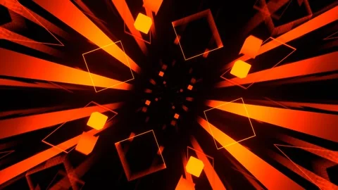 Orange Sci Fi Abstract Striped Cyber ​​Tunnel Background VJ Loop in 4K Stock Footage 328357909