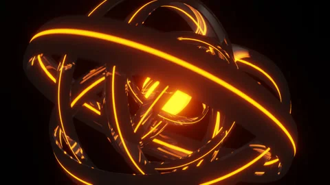 Orange Sci-Fi Rings Background Loop Animation in 4K Stock Footage 244458018