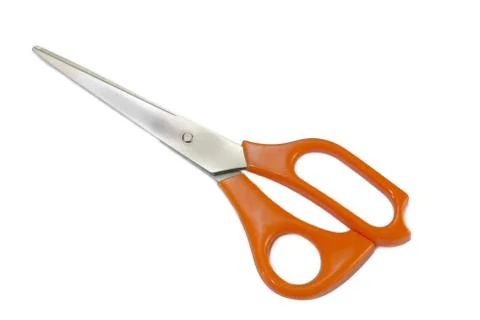 Orange scissors isolated on a white background Stock Photos