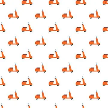 Orange scooters seamless pattern on white background Illustrazione stock