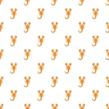 Orange scorpion repeating pattern on white background Stock Illustration