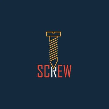 Orange screw and text vector logo design Иллюстрация