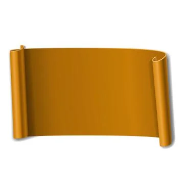 Orange scroll isolated on white background. Paper roll banner 3D. Ribbon desi Stock Illustration