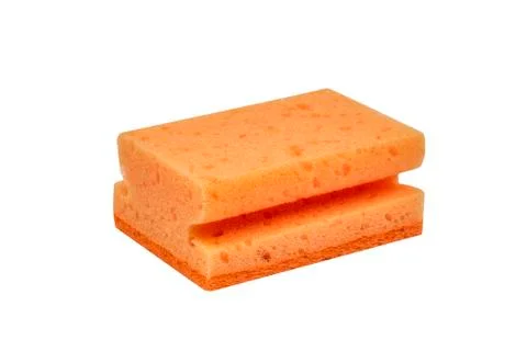 Orange scrubbing sponge Stock Photos