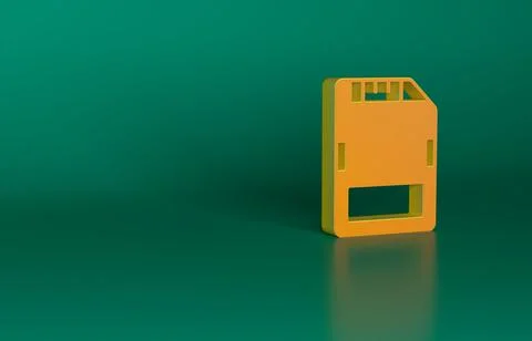 Orange SD card icon isolated on green background. Memory card. Adapter icon Stock Illustration
