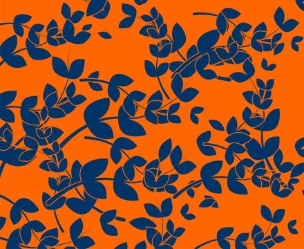 Orange Seamless Botanical Leaf Pattern Colorful Background Illustrazione stock
