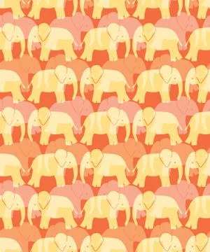 Orange Seamless Elephant Background イラスト素材