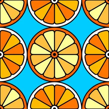 Orange. Seamless fruit pattern. Tropical template for wrapping. Tiles. Stock Illustration
