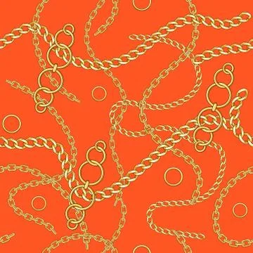 Orange seamless pattern chain Stock Illustration